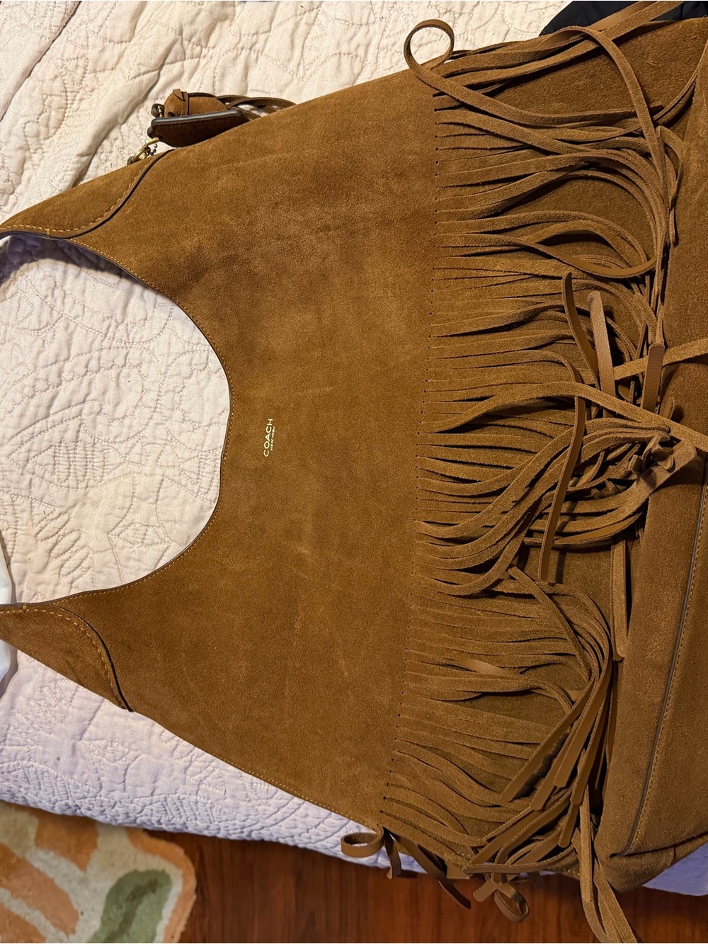 Coach Suede Fringe Shoulder Bag - Cognac Brown - Picture 4 of 4